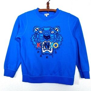 Kenzo Kids Tiger Embroidered Sweater in Blue Size 10 Boys